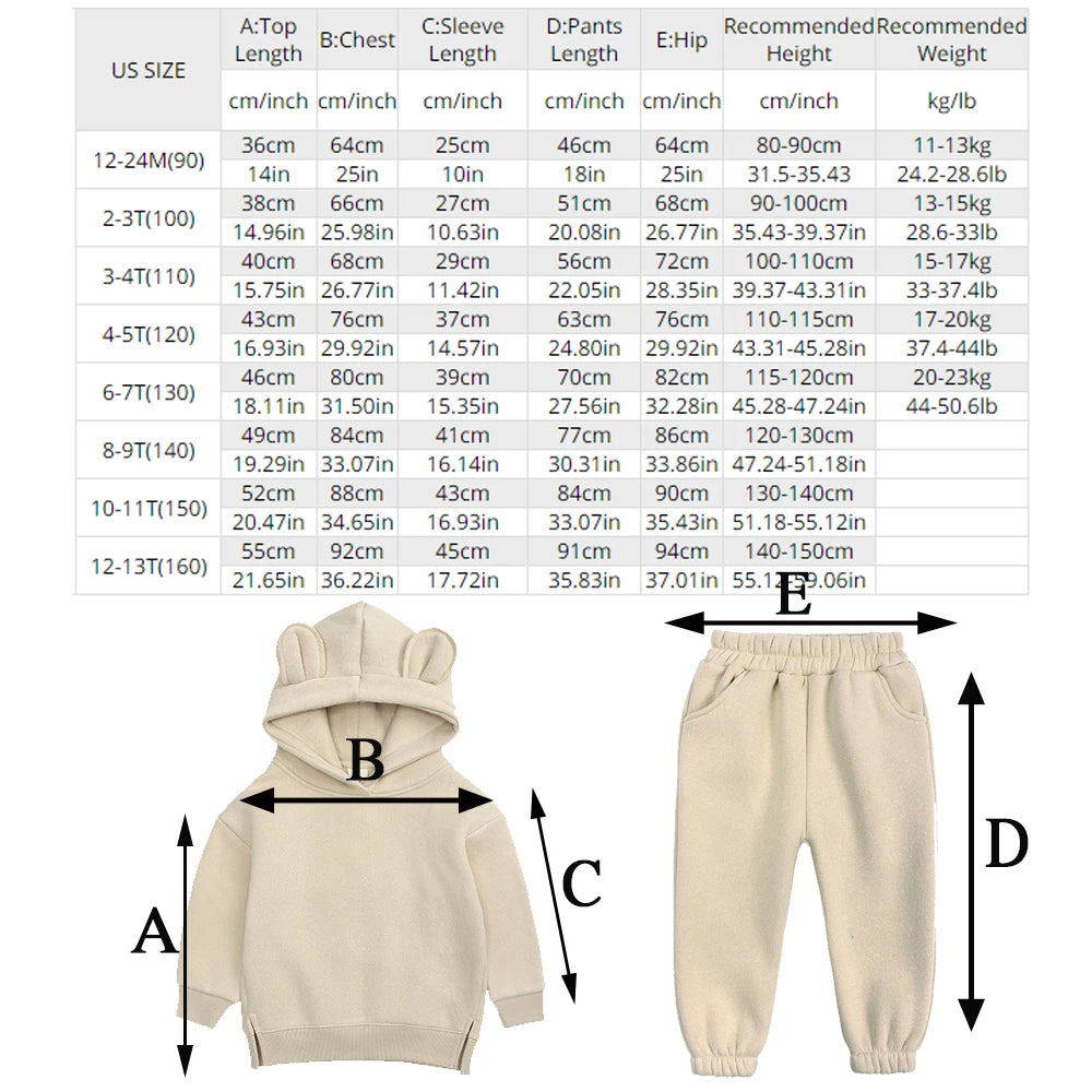 Ensemble de Survêtement Chaud à Capuche pour Enfant Garçon et Fille de 2 à 12 Ans, Tenue de dehors Solide, Motif Lapin, Smile, Hiver