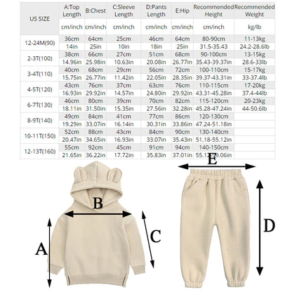 Ensemble de Survêtement Chaud à Capuche pour Enfant Garçon et Fille de 2 à 12 Ans, Tenue de dehors Solide, Motif Lapin, Smile, Hiver