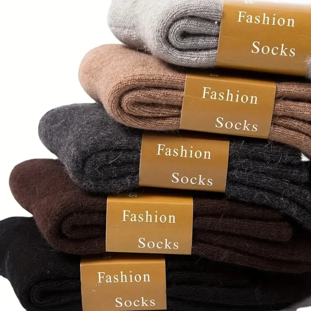5 paires de chaussettes en laine pour femmes, chaudes, épaisses, confortables, thermiques, couleur unie, chaussettes souples pour dames, chaussettes de travail confortables pour hommes et femmes, randonnée