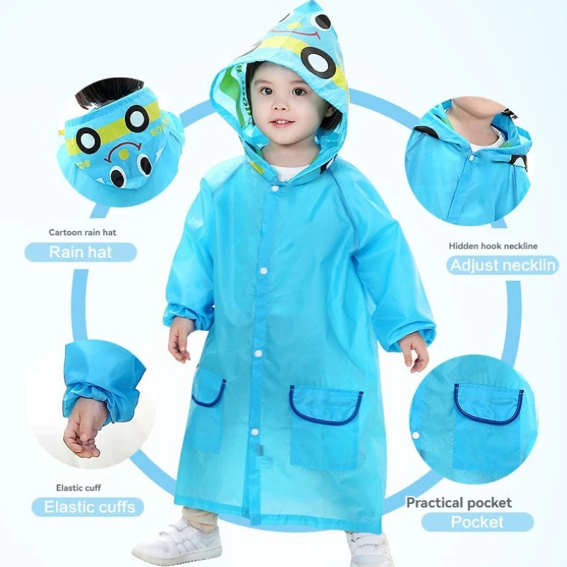 Manteau de pluie avec poche pour garçons et filles, imperméable avec animaux de dessin animé, veste de pluie élégante et imperméable pour enfants en bas âge, Poncho de pluie