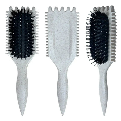 Boar Bristle Curl Defining Brush Detangling & Shaping Styling Tool for Curly Hair Professional Salon Comb for Women & Men