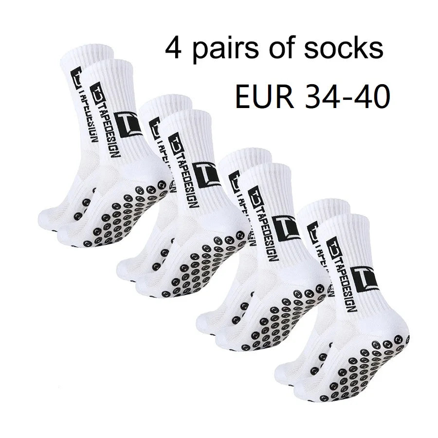 4 paires de nouvelles chaussettes de football collées à tube central TC pour l'entraînement sportif et la compétition, chaussettes antidérapantes et respirantes