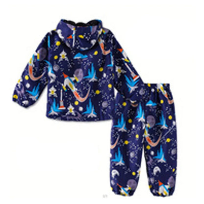 Ensembles de vêtements pour enfants, costume imperméable de dessin animé, ensembles pour filles et garçons, haut et pantalon imperméables, 2 pièces pour enfants, veste et pantalon à capuche