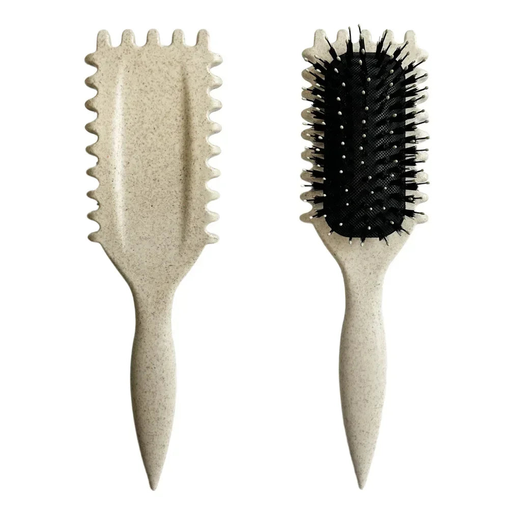 Boar Bristle Curl Defining Brush Detangling & Shaping Styling Tool for Curly Hair Professional Salon Comb for Women & Men