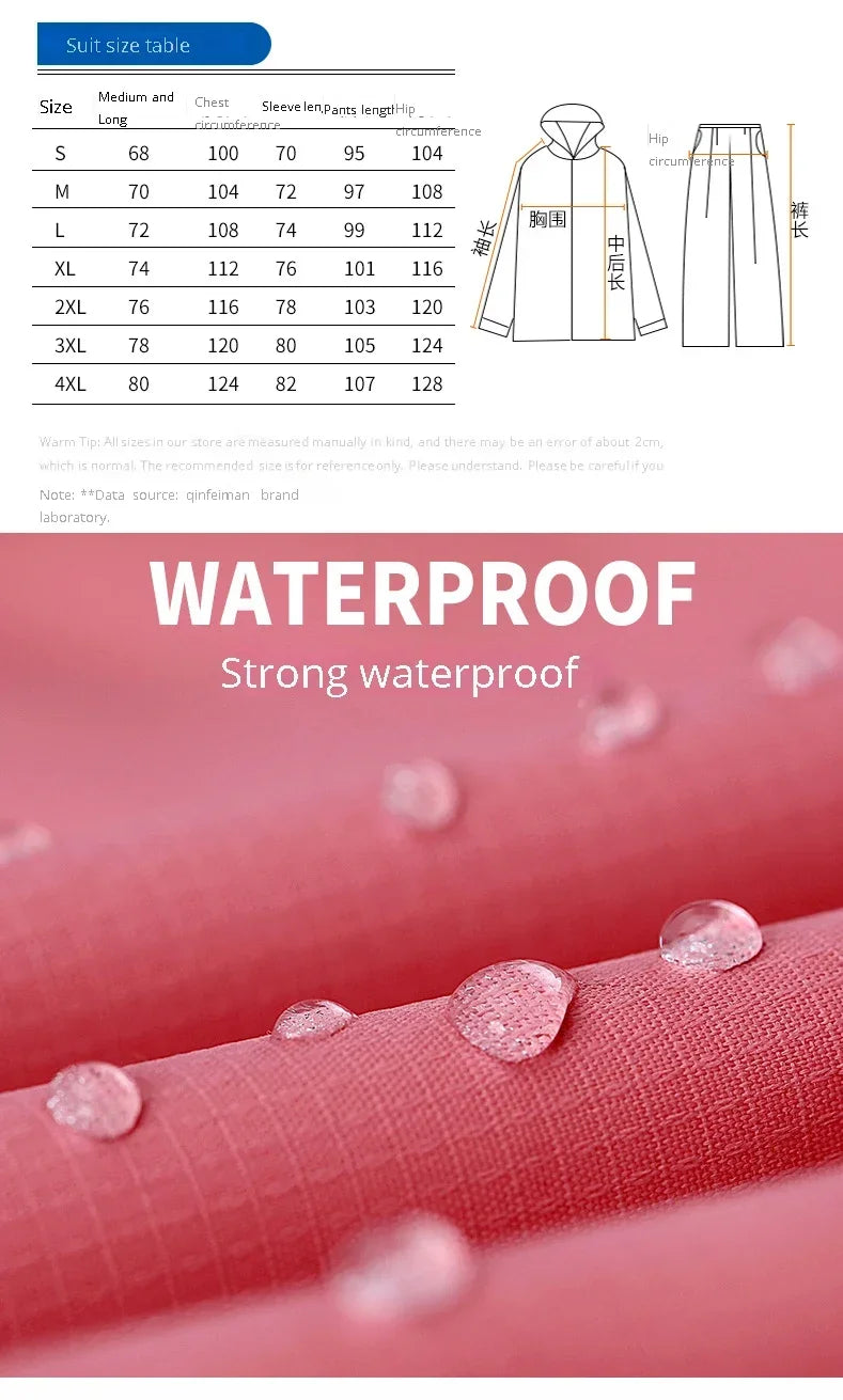 Split Raincoat Jacket Rain Pants Suit Adult Waterproof Outdoor Motorcycle Cycling Hiking Fishing Rainproof Protective 비옷