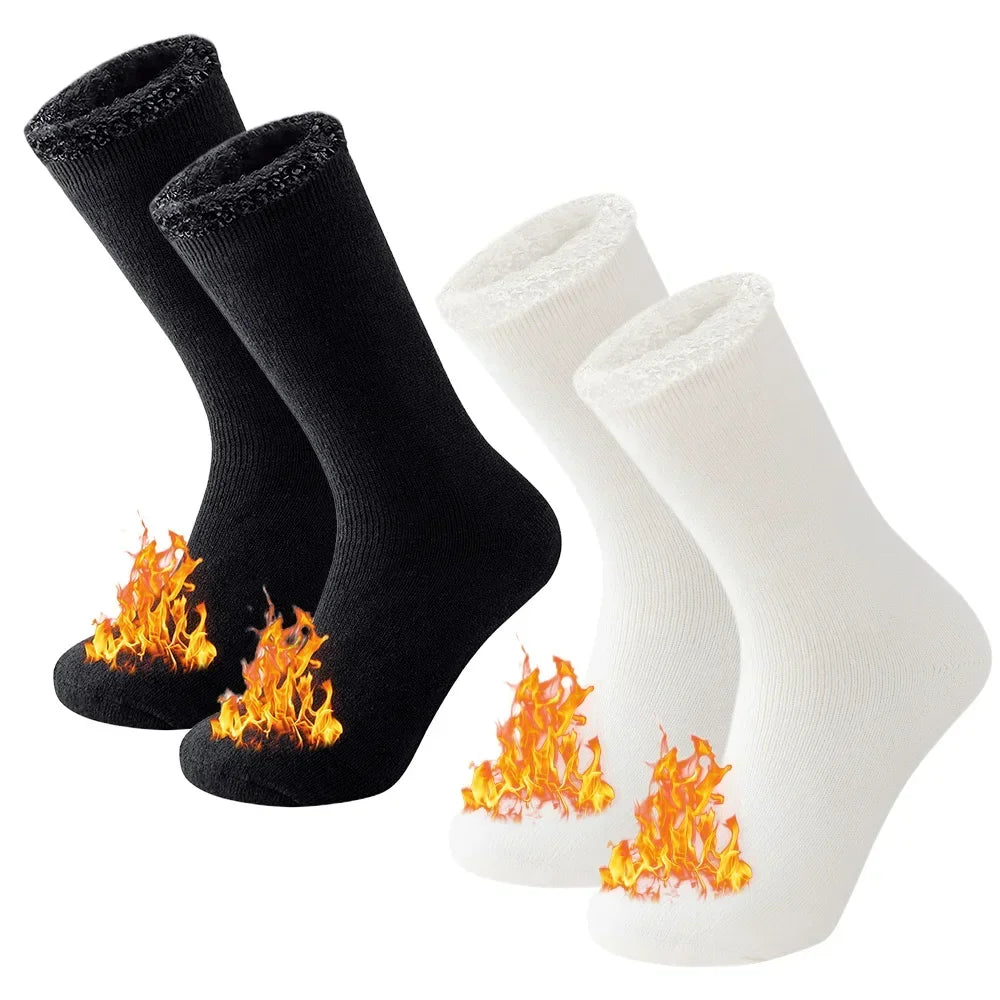 2 paires Pack hiver chaussettes thermiques pour hommes femmes temps froid chaussettes isolées en plein air randonnée ski chaud neige épais chaussettes chauffantes