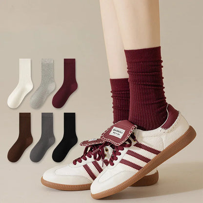Chaussettes rouges Ankola pour femmes, automne et printemps, en coton, tendance, Style japonais, Tube central, chaussettes à poils
