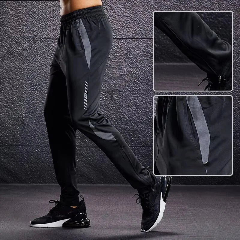 Pantalons de Sport pour hommes pantalons de course avec poches zippées entraînement de Football pantalons de Sport de Jogging Fitness Leggings de Football pantalons de survêtement