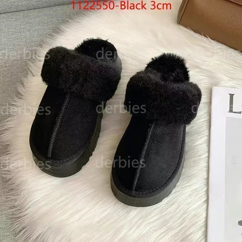 Bottes de neige chaudes à plateforme pour femme, chaussures rehaussantes en peau de mouton à semelles épaisses, en vraie laine de mouton, collection hiver 2025