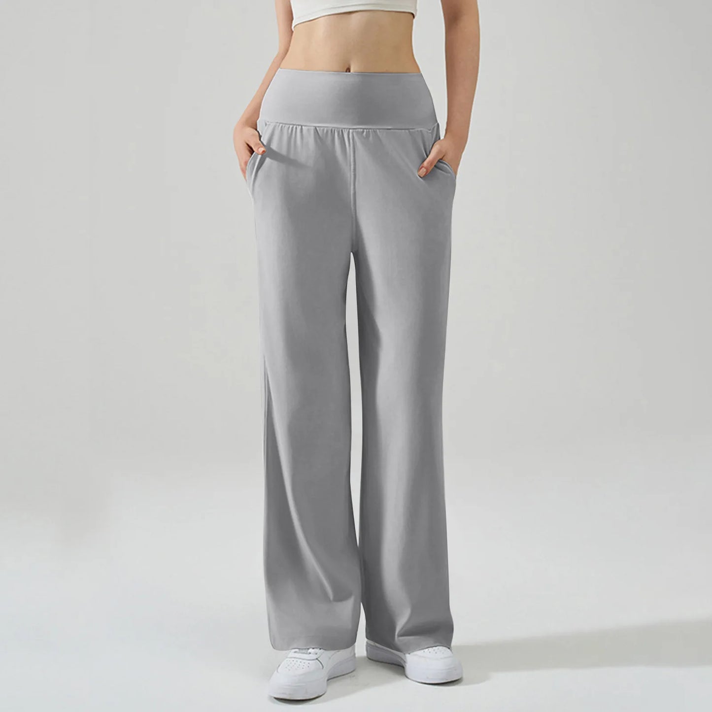 Pantalon de Yoga taille haute Baggy élastique pour femmes, pantalon de sport d'été, Micro évasé, Leggings de danse amples, pantalon de survêtement solide