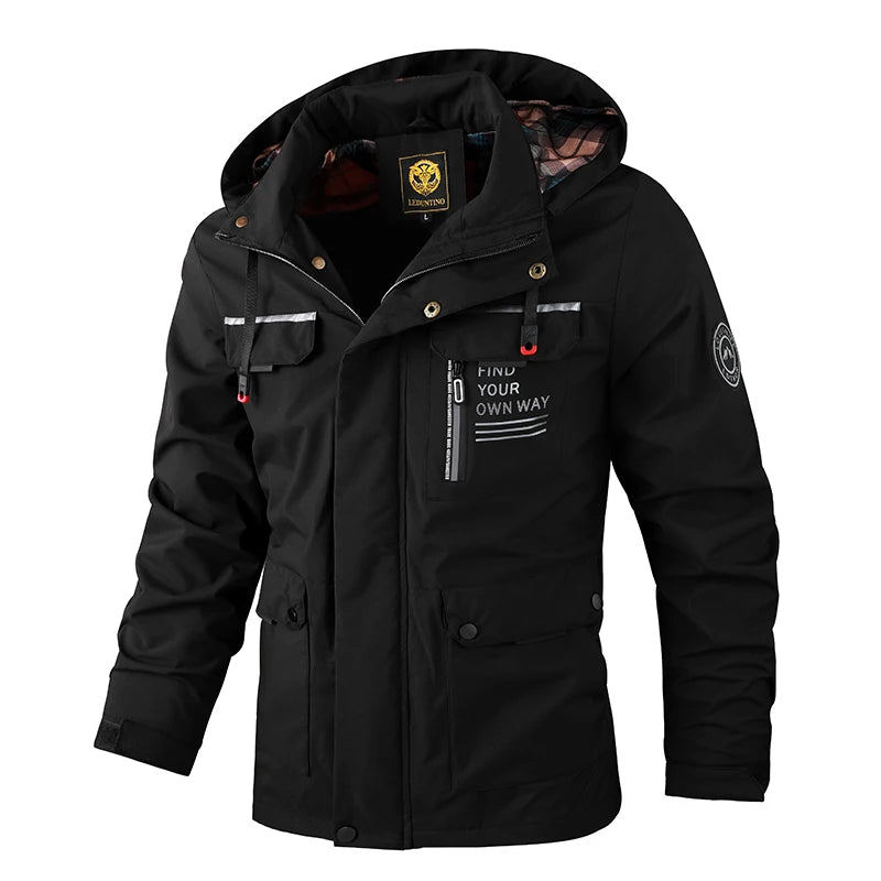Mode hommes décontracté coupe-vent vestes à capuche veste homme imperméable en plein air coque souple hiver manteau vêtements chaud grande taille
