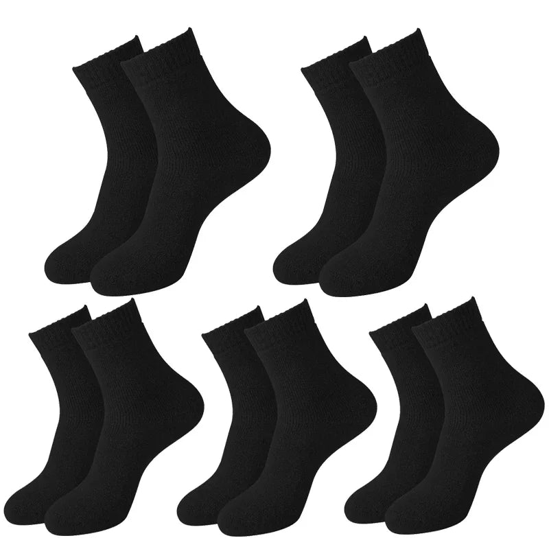 5 paires de chaussettes en laine pour femmes, chaudes, épaisses, confortables, thermiques, couleur unie, chaussettes souples pour dames, chaussettes de travail confortables pour hommes et femmes, randonnée