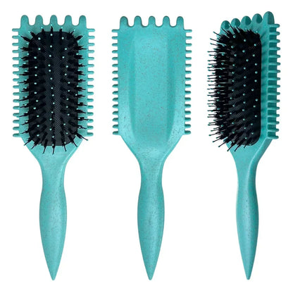 Boar Bristle Curl Defining Brush Detangling & Shaping Styling Tool for Curly Hair Professional Salon Comb for Women & Men