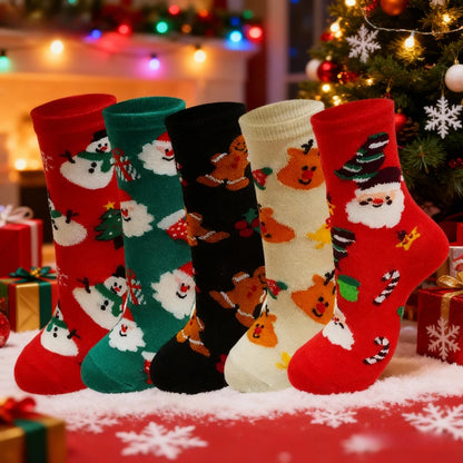 4 paires de chaussettes de noël pour enfants, chaussettes de dessin animé automne/hiver, père noël, élan, bonhomme de neige, mignonnes et confortables, chaussettes rouges douces