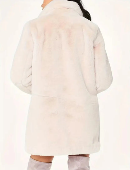 Manteau en fausse fourrure pour femme, doux, noir, rose, manches longues, patte avant, cardigan, ample, coupe régulière, manteau décontracté, automne-hiver