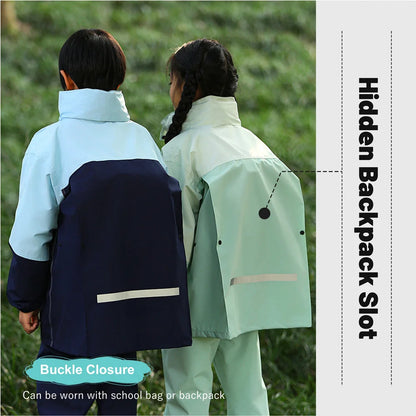 LOlanta Costume imperméable pour enfants, ensemble veste et pantalon imperméable à capuche, costume de flaque avec fermeture éclair pour garçons et filles de 8 à 14 ans