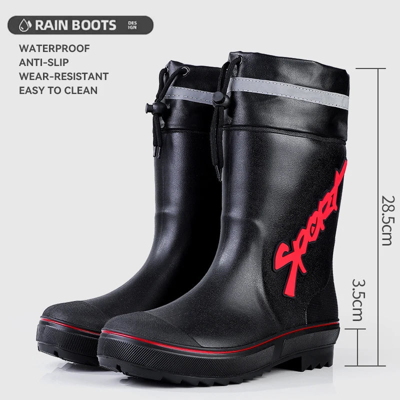 Bottes de pluie pour hommes, Camping, pêche, chantier de Construction, bottes de travail, antidérapantes, imperméables, chaussures d'hiver en caoutchouc chaudes pour l'extérieur
