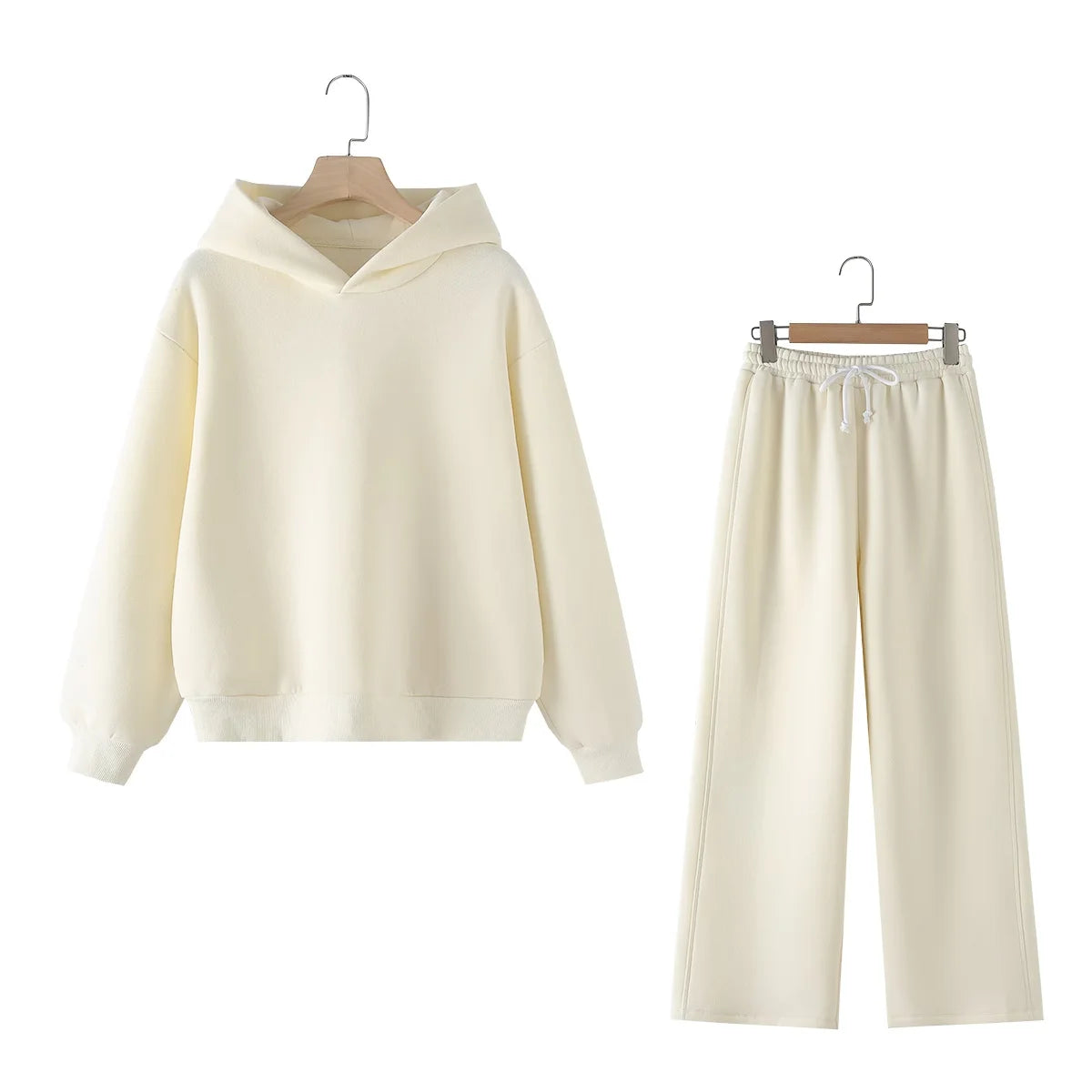 HH femmes solide décontracté sweat pantalon costume à manches longues à capuche polaire pull manteau ample pantalon droit automne femme ensemble