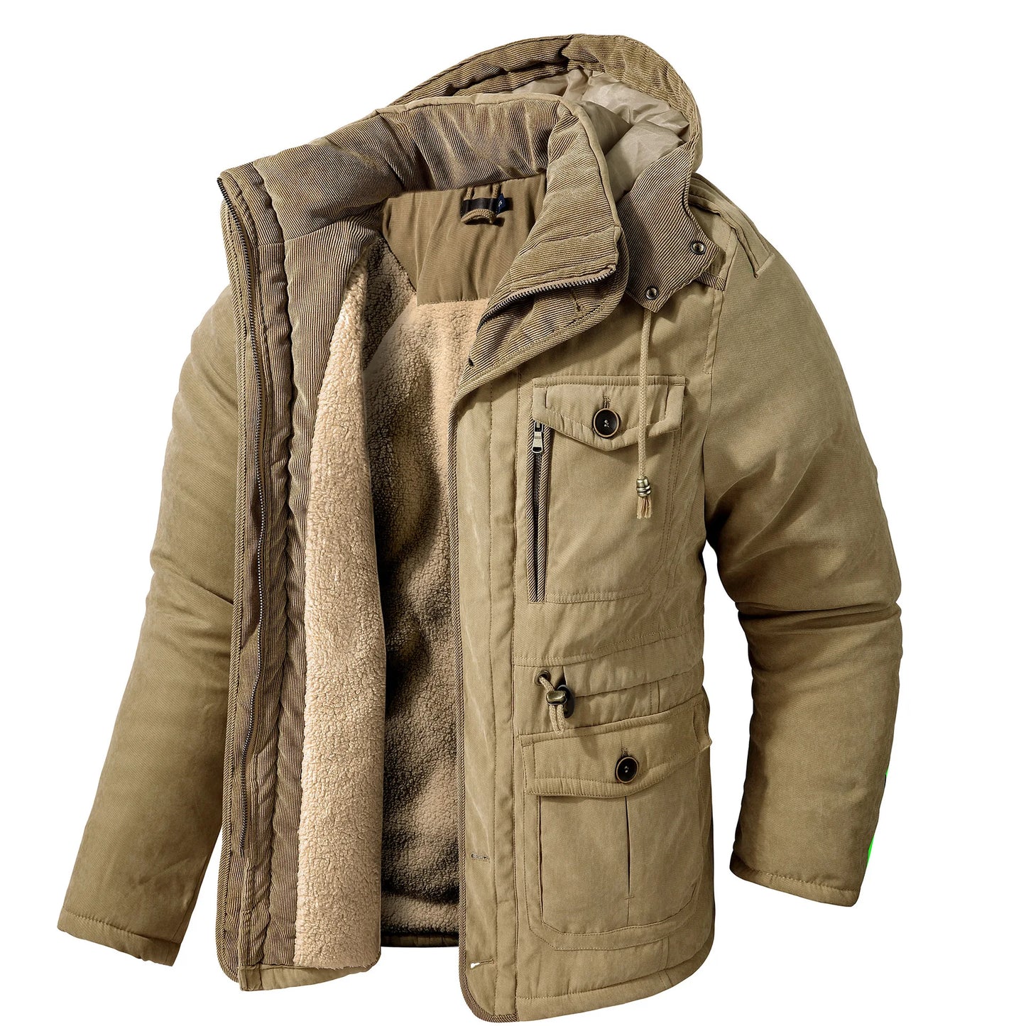 Parka polaire d'hiver pour hommes, vestes chaudes coupe-vent, manteau Parka à capuche épais, doublure en fourrure, vêtements d'extérieur décontractés, veste rembourrée en coton