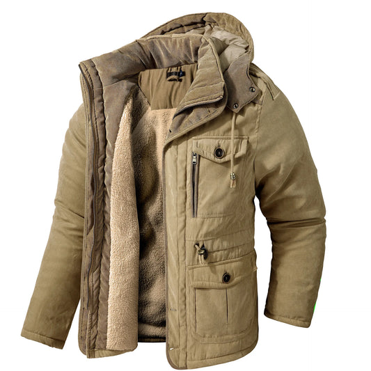 Parka polaire d'hiver pour hommes, vestes chaudes coupe-vent, manteau Parka à capuche épais, doublure en fourrure, vêtements d'extérieur décontractés, veste rembourrée en coton