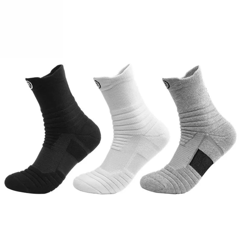 1/3 paires/lot chaussettes pour hommes bas de Compression respirant basket-ball sport cyclisme course serviette chaussettes haute élastique Tube chaussettes