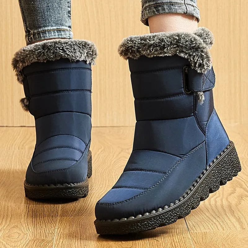 Bottes femme 2024 tendance chaussures d'hiver pour femme bottes d'hiver cheville talons bas Botas Mujer bottes de neige imperméables avec chaussures de fourrure