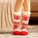 Cadeau de noël pantoufle chaussettes femmes thermique hiver chaud en peluche antidérapant poignée dormir sol chaussette courte floue moelleux femme dessin animé