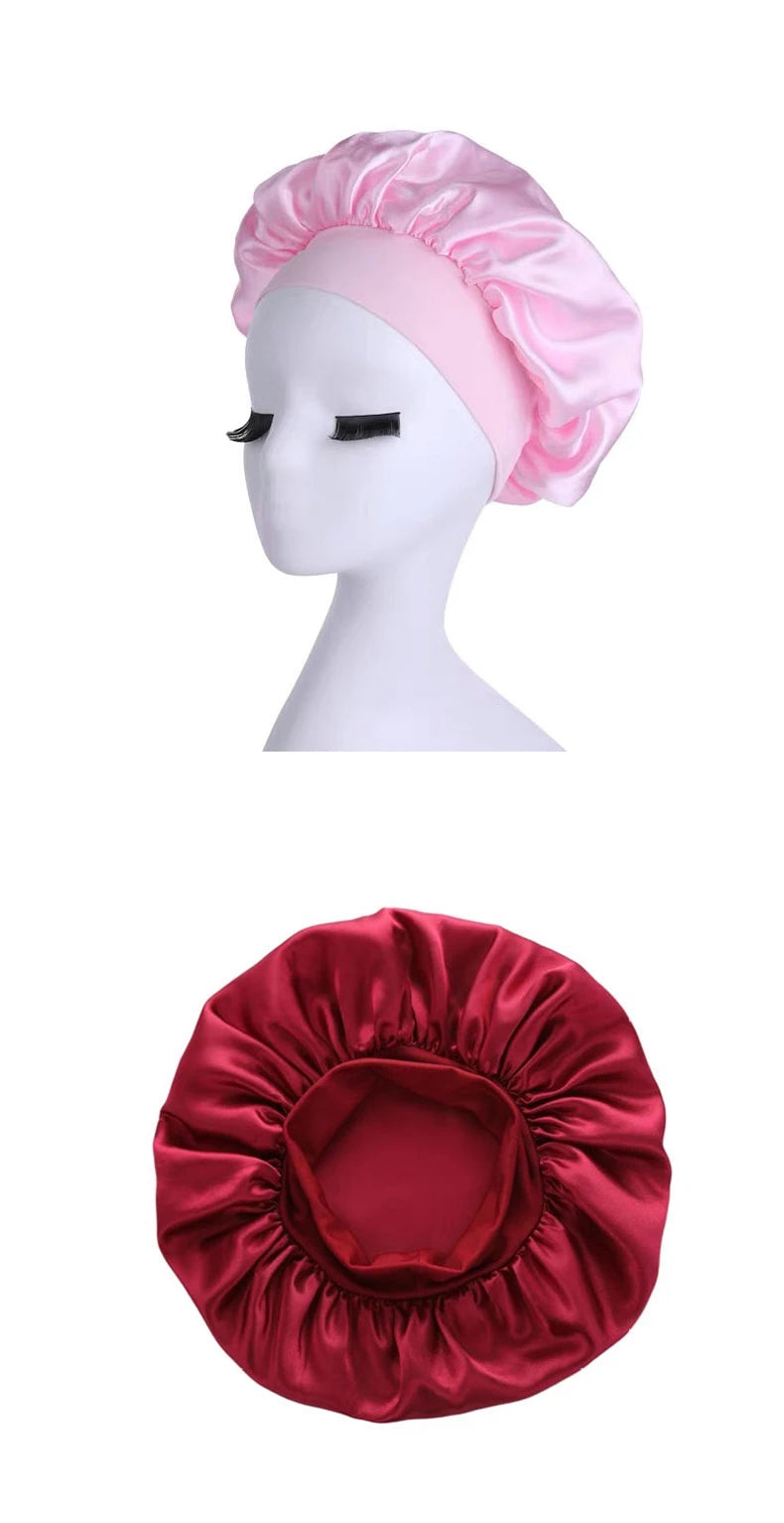 Sleeping Bonnet for Women Fashion Soft Solid Color Shower Cap for Natural and Curly Hair