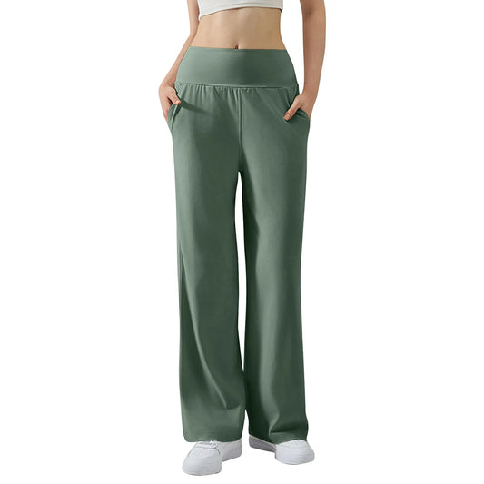 Pantalon de Yoga taille haute Baggy élastique pour femmes, pantalon de sport d'été, Micro évasé, Leggings de danse amples, pantalon de survêtement solide