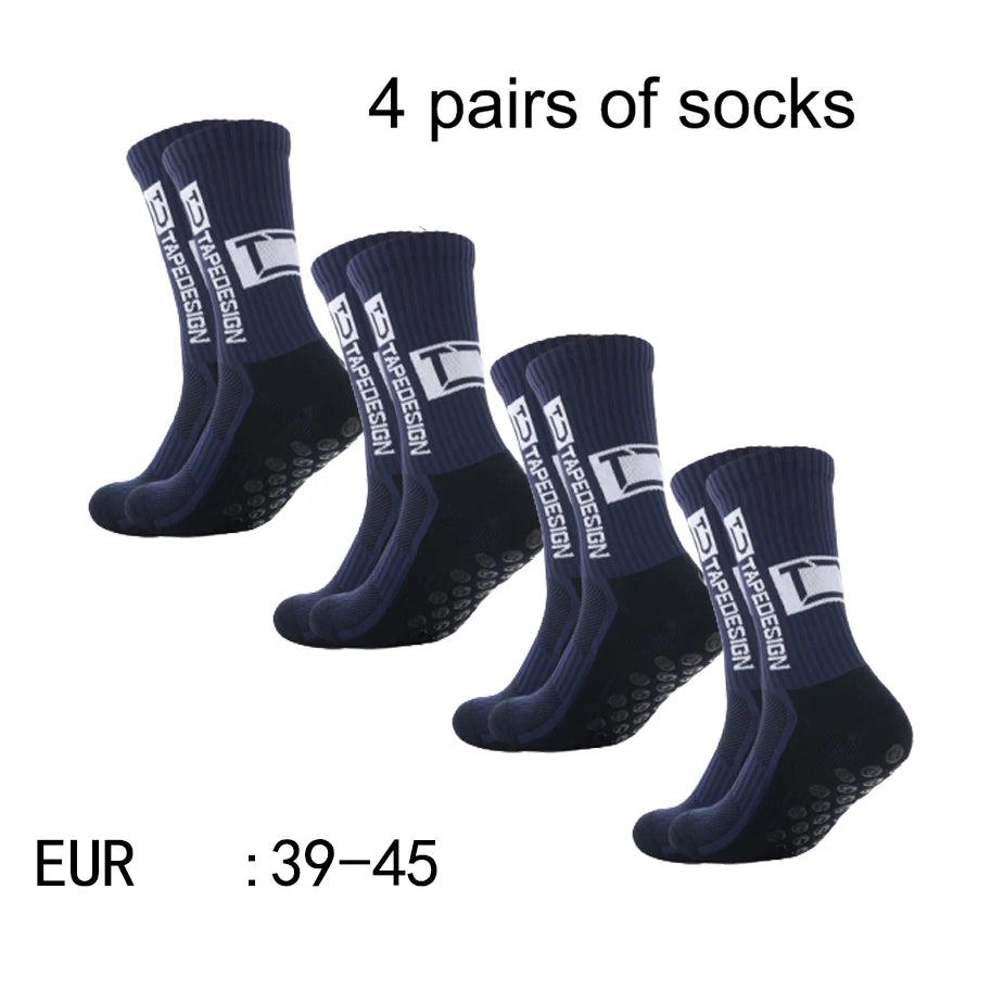 4 paires de nouvelles chaussettes de football collées à tube central TC pour l'entraînement sportif et la compétition, chaussettes antidérapantes et respirantes