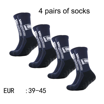4 paires de nouvelles chaussettes de football collées à tube central TC pour l'entraînement sportif et la compétition, chaussettes antidérapantes et respirantes