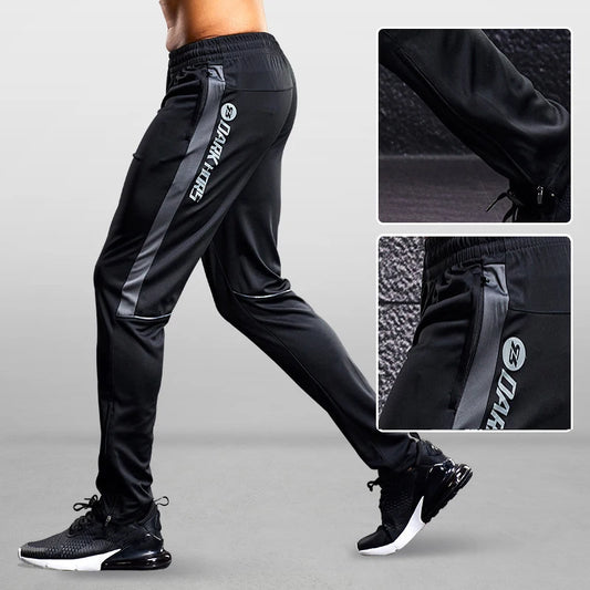 Pantalons de Sport pour hommes pantalons de course avec poches zippées entraînement de Football pantalons de Sport de Jogging Fitness Leggings de Football pantalons de survêtement