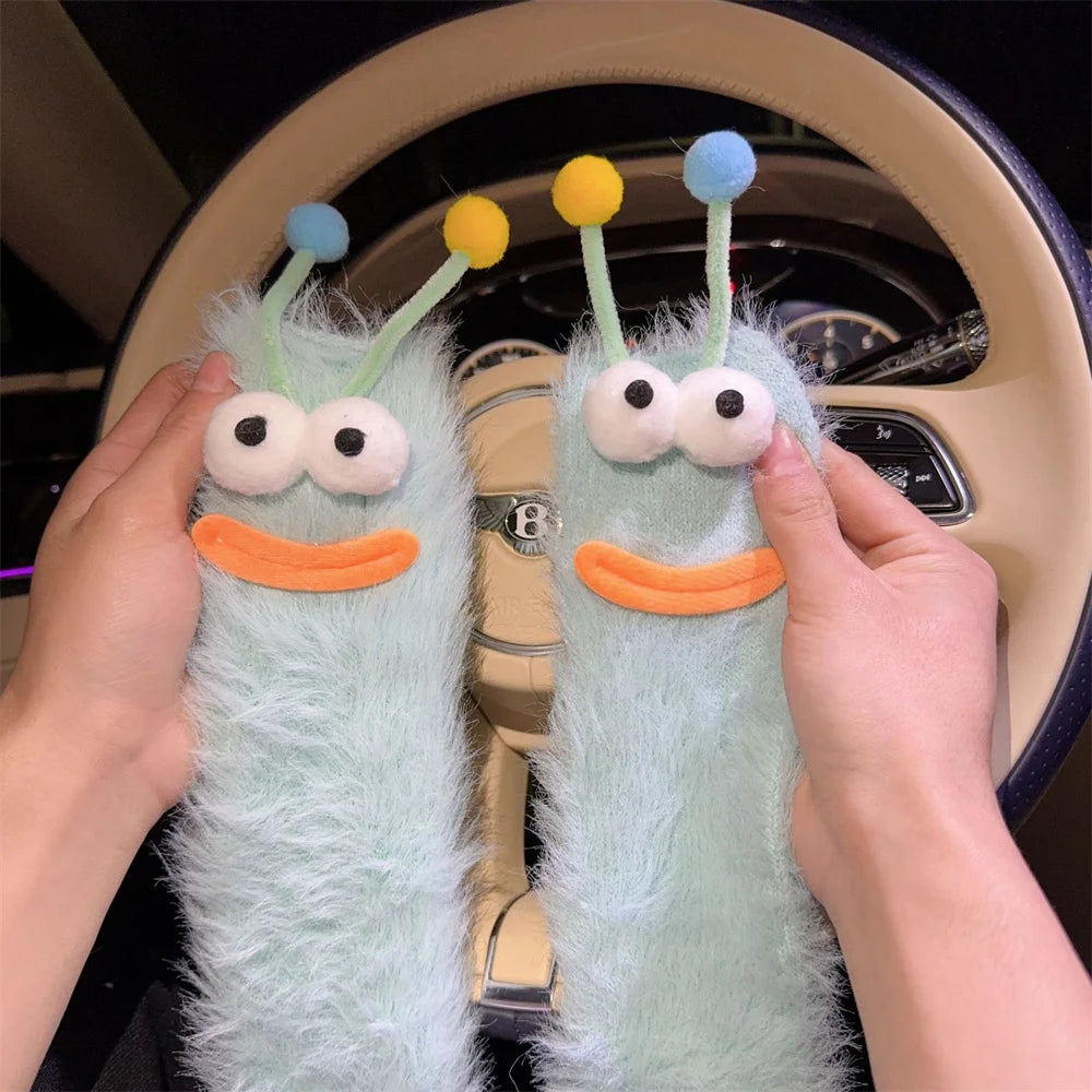 Chaussettes monstre drôles automne hiver chaussettes de sol en molleton de corail chaussettes de sommeil pour Couple chaussettes floues bas de noël