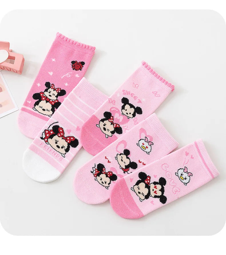 5 paires Minnie Mickey enfants chaussettes mignon dessin animé fille chaussettes automne hiver coton chaussettes kawii Tube moyen enfants chaussettes 1-8 ans