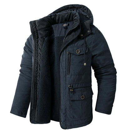 Parka polaire d'hiver pour hommes, vestes chaudes coupe-vent, manteau Parka à capuche épais, doublure en fourrure, vêtements d'extérieur décontractés, veste rembourrée en coton