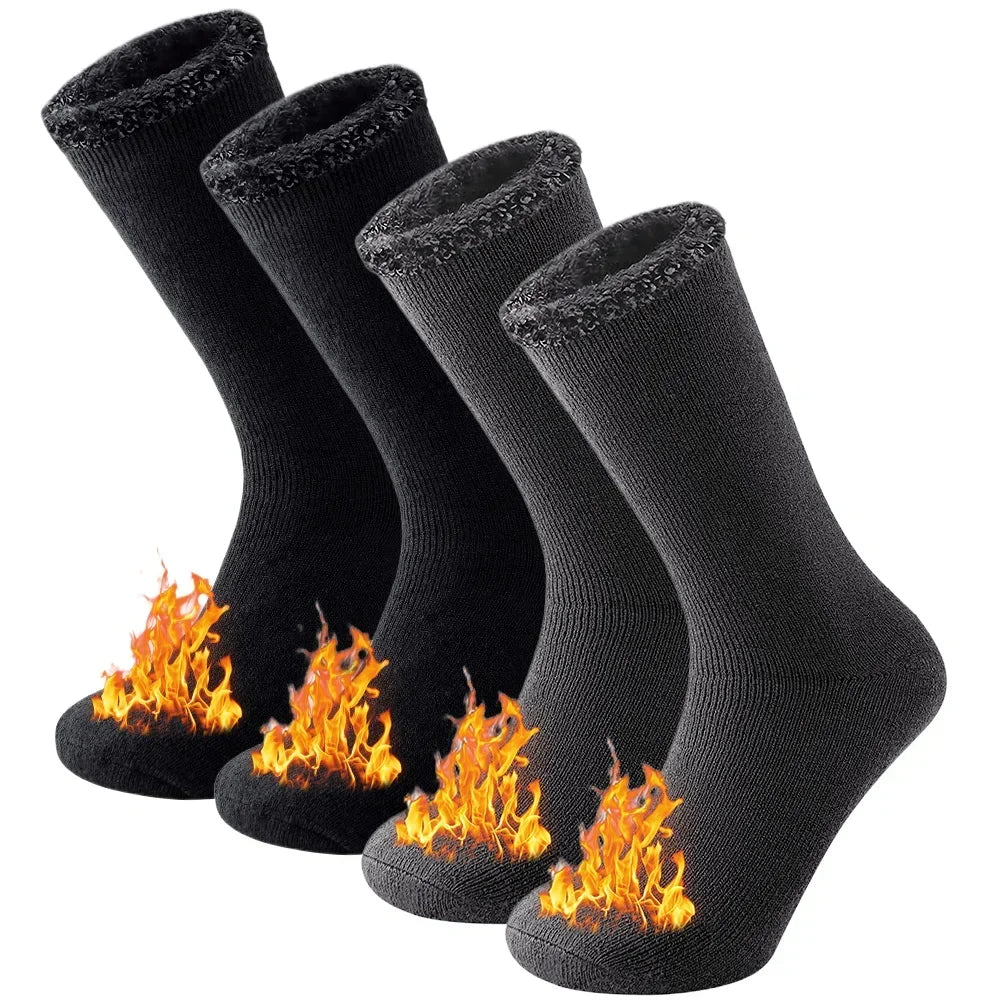 2 paires Pack hiver chaussettes thermiques pour hommes femmes temps froid chaussettes isolées en plein air randonnée ski chaud neige épais chaussettes chauffantes