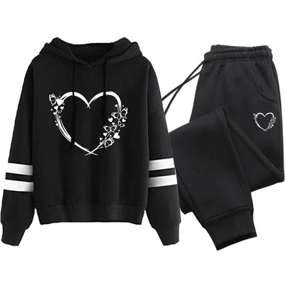 Ensemble deux pièces ample et confortable pour femmes, survêtement à rayures, costume de sport pour femmes, sweat à capuche décontracté, ensembles de Jogging quotidiens, 2025