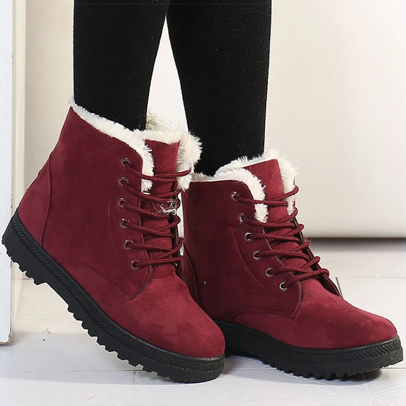Bottes d'hiver pour femmes talons bas femmes bottes avec fourrure chaussures d'hiver chaudes femmes bottes de neige cheville Botas Mujer chaussures d'hiver femme