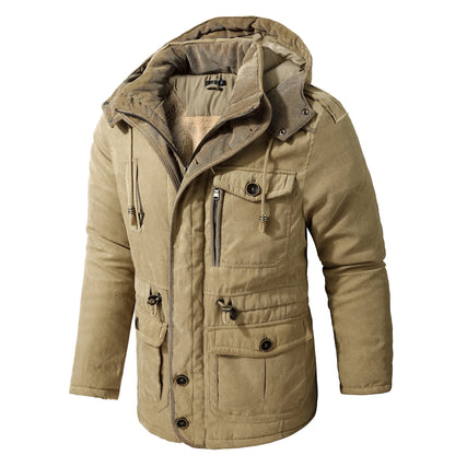 Parka polaire d'hiver pour hommes, vestes chaudes coupe-vent, manteau Parka à capuche épais, doublure en fourrure, vêtements d'extérieur décontractés, veste rembourrée en coton