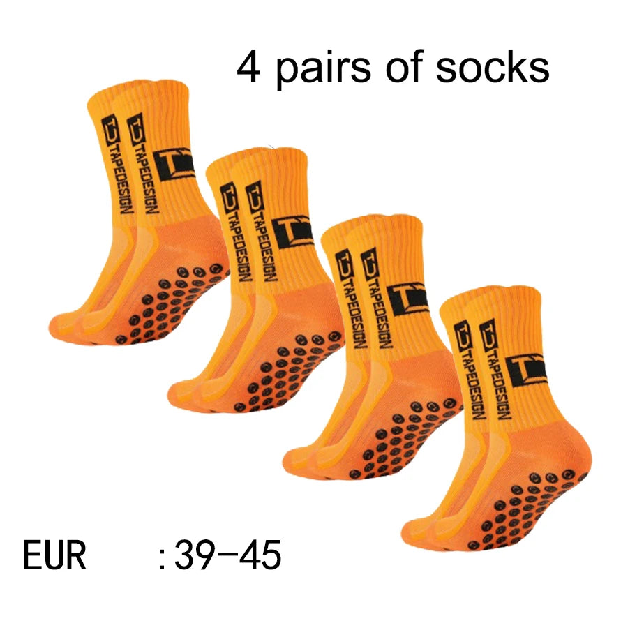4 paires de nouvelles chaussettes de football collées à tube central TC pour l'entraînement sportif et la compétition, chaussettes antidérapantes et respirantes