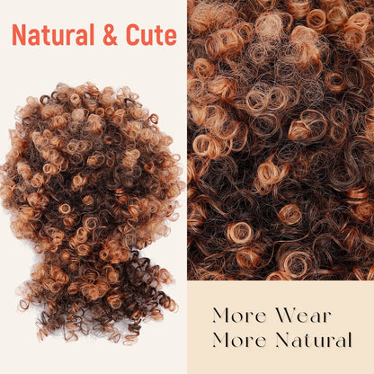 Afro Puff Kinky Curly Hair Updo Ponytail Extension with Bangs Drawstring Ponytail for Women Black, Synthetic Hair Ponytail