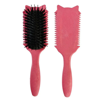 Boar Bristle Curl Defining Brush Detangling & Shaping Styling Tool for Curly Hair Professional Salon Comb for Women & Men