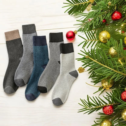 APILEN 5 paires hiver hommes chaussettes affaires nouveau classique thermique chaud épaissi rétro neige chaussettes décontractées