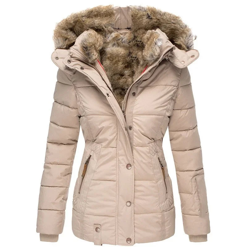 Manteau à capuche et fermeture éclair pour femme, veste d'hiver à manches longues, nouvelle mode décontractée, couleur unie, Parka, automne 2023
