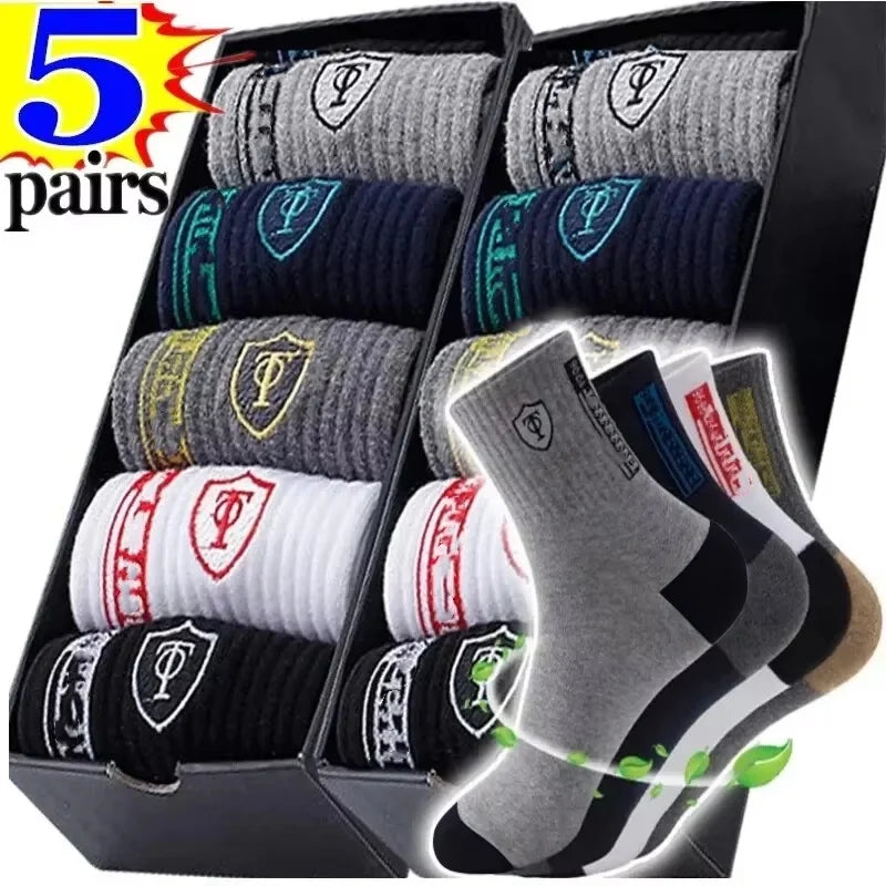 10/5/3 paires respirant Con bas de sport hommes fibre de bambou automne et hiver hommes chaussettes Absorption de la sueur déodorant affaires Sox