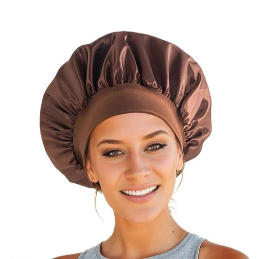 Sleeping Bonnet for Women Fashion Soft Solid Color Shower Cap for Natural and Curly Hair