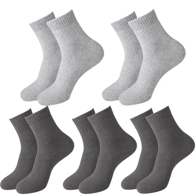 5 paires de chaussettes en laine pour femmes, chaudes, épaisses, confortables, thermiques, couleur unie, chaussettes souples pour dames, chaussettes de travail confortables pour hommes et femmes, randonnée
