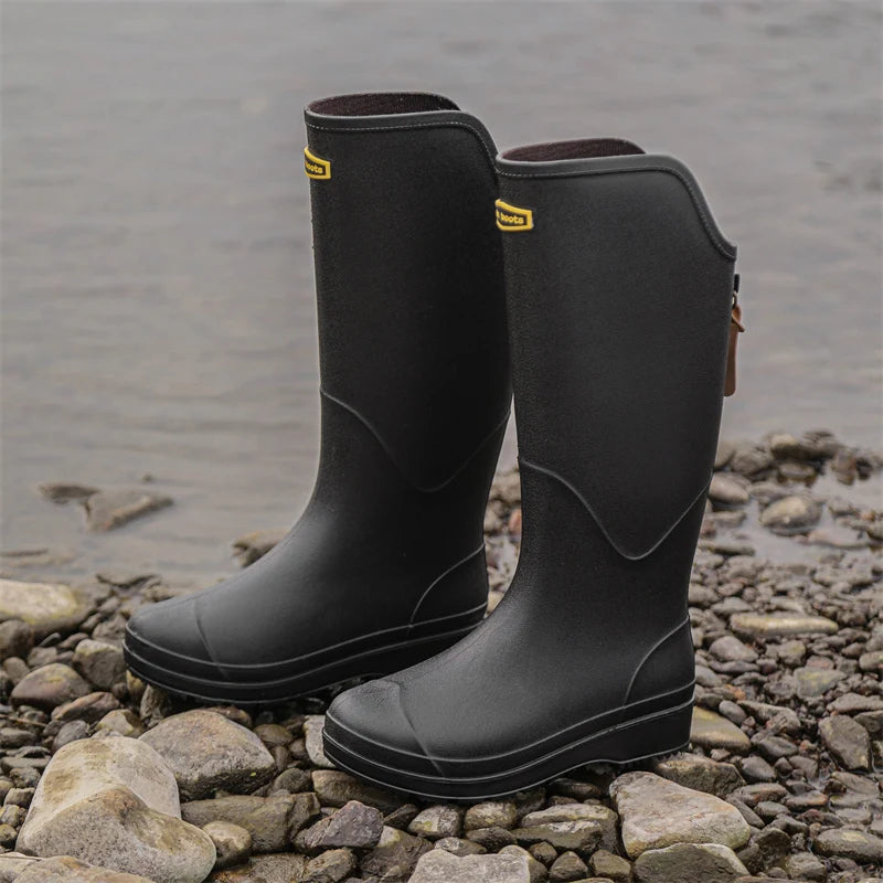 Bottes de pluie pour couple : monocylindre, élégantes pour un usage extérieur, chaussures d'eau à semelles plates, galoches imperméables, bottes longues de camping, C