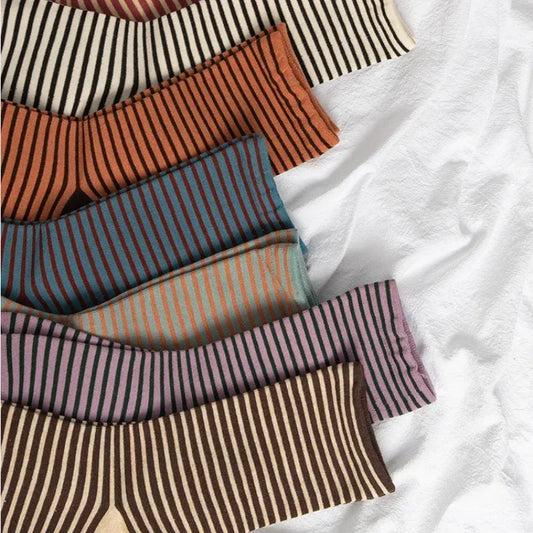 Chaussettes rétro rayées pour femmes, tube moyen, bas en coton, chaussettes coréennes, chaussettes japonaises, printemps et automne