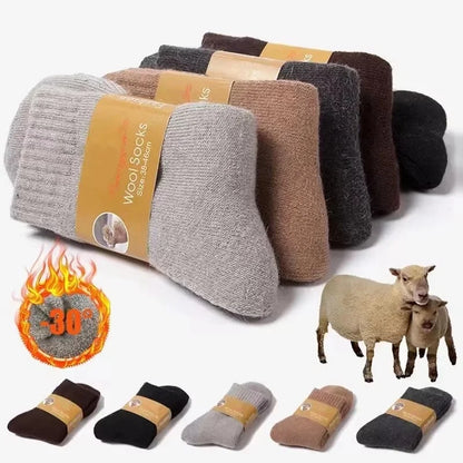 4 paires/lot hommes hiver Super épais chaussettes thermiques laine hommes femmes solide haute qualité laine mérinos chaussettes neige froide chaud laine chaussettes